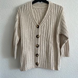 Thick Cream Knit Cardigan - Size XS/S
